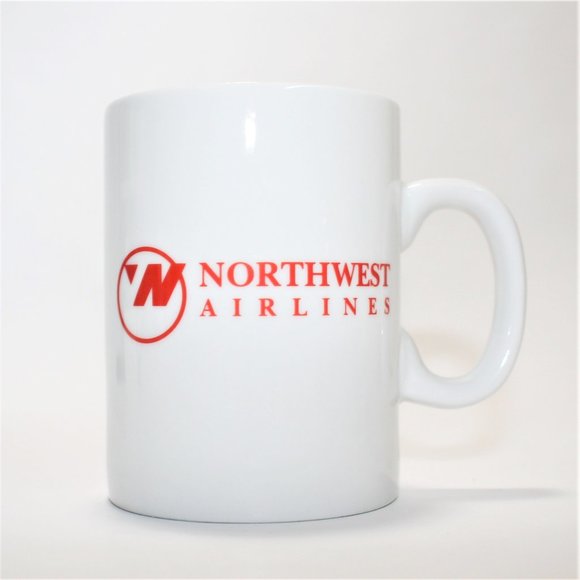NORTHWEST AIRLINES Coffee Mug White with Red Text Simple Design EUC (No Returns) - Picture 1 of 8